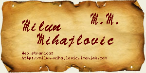 Milun Mihajlović vizit kartica